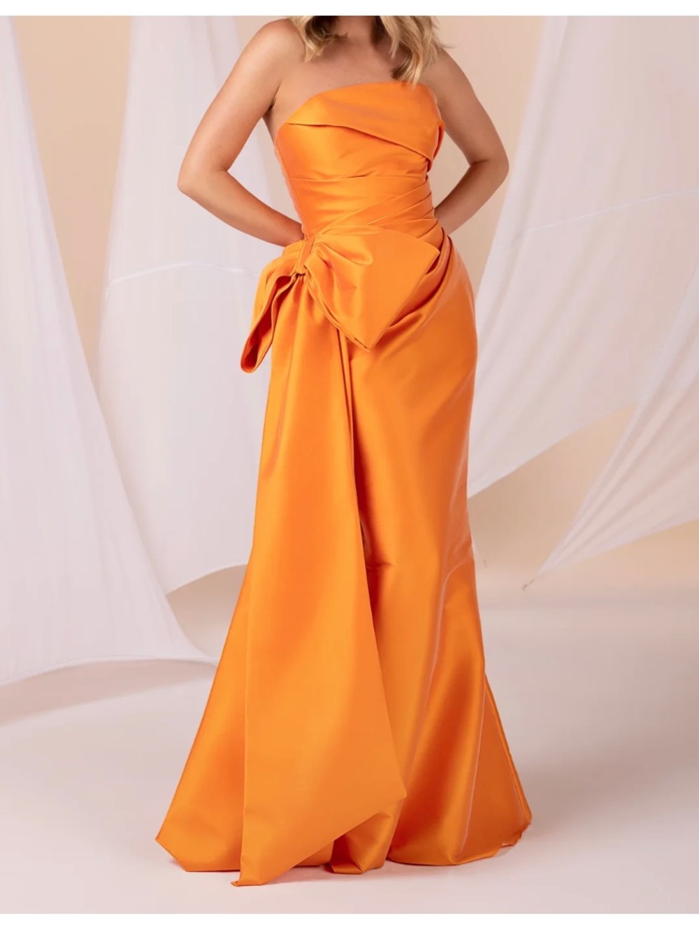 Anne Barge “Sterling” draped Strapless Evening Gown